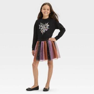 Girls Cat & Jack Ombre Striped Halloween Tutu Skirt Size XL